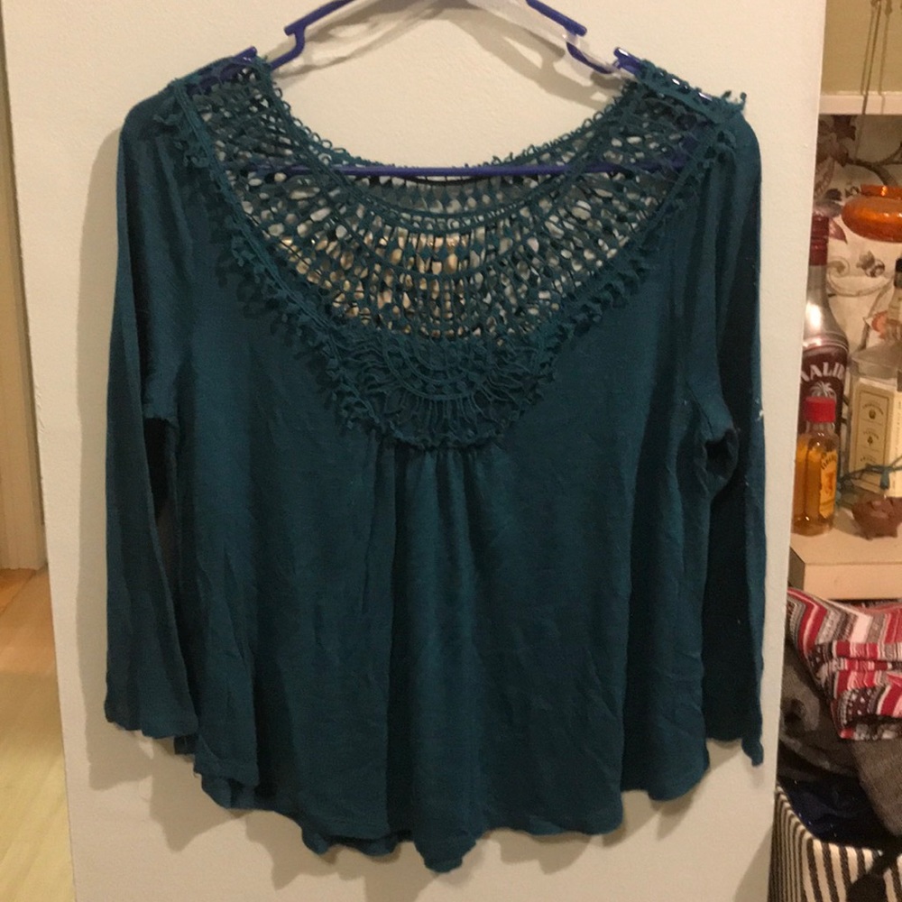 Lace top blouse 3/4 sleeve
